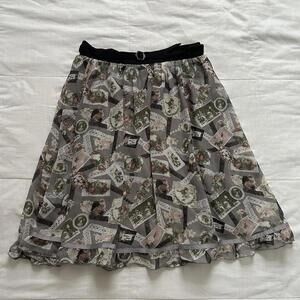 Axes Femme playing card print ruffled hem skirt with little waist band belt